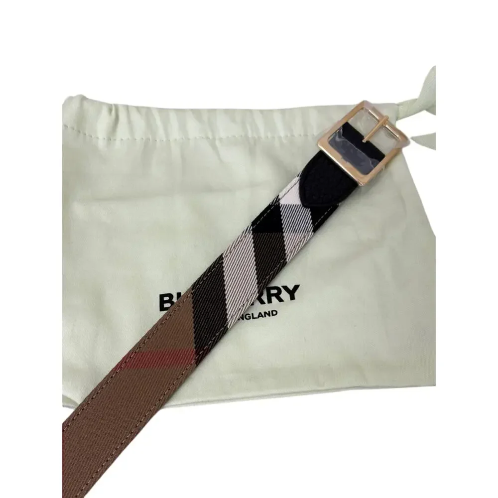 Burberry Classic Check Leather Belt in Beige/Black NEW 80cm - Picture 5 of 8